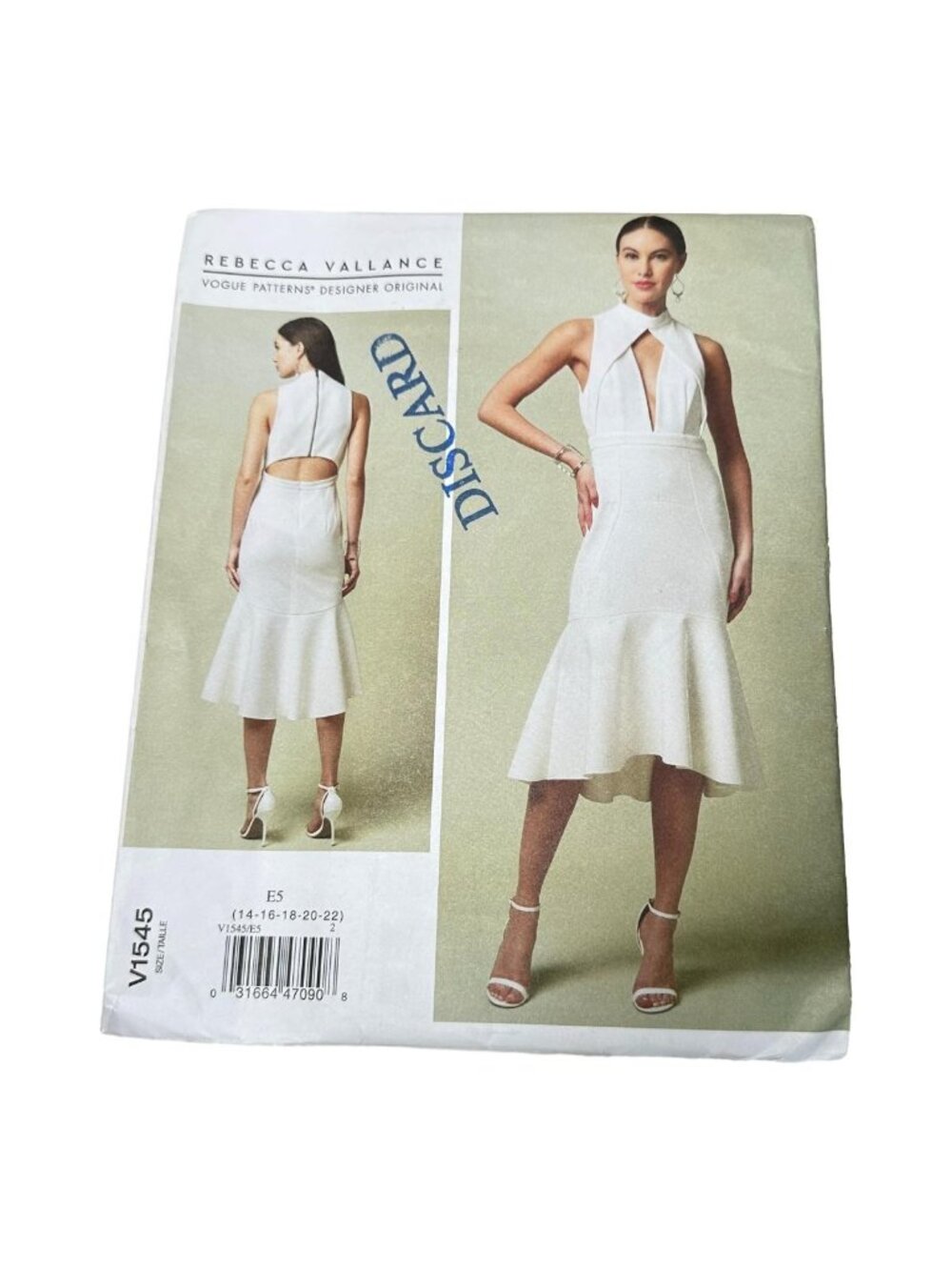 Vogue V1545 Rebecca Vallance Dress Size 14 to 22 Sewing Pattern Uncut
